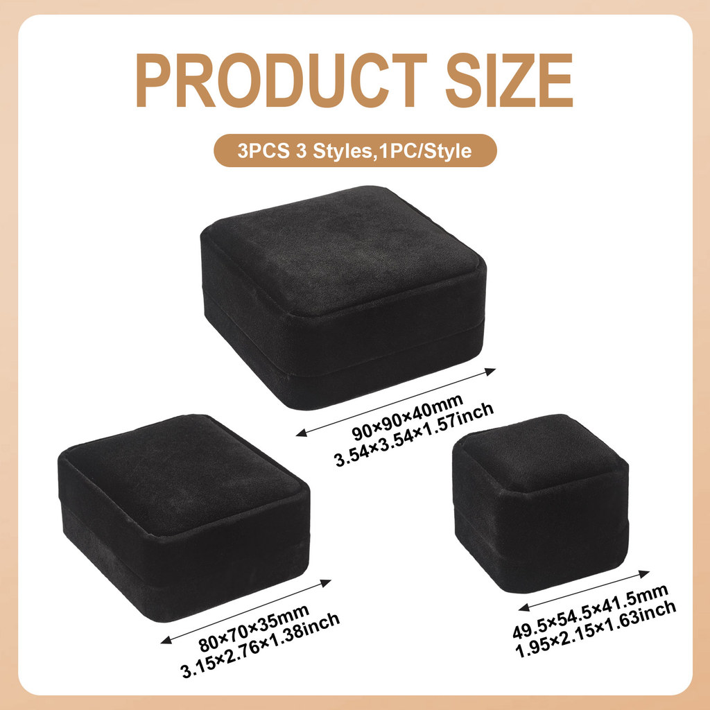 3pcs Set Velvet Jewelry Boxes for Display & Packaging